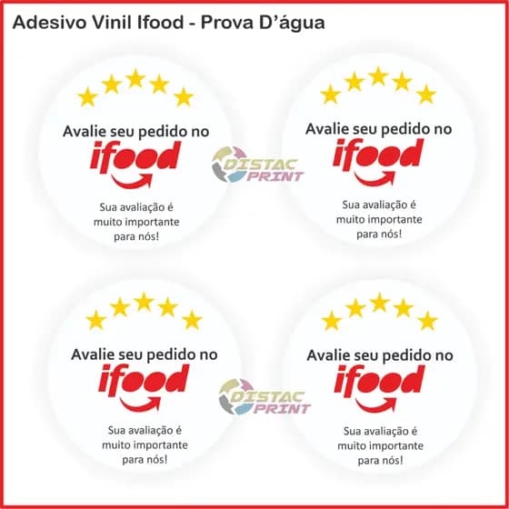 Kit 100 Adesivos Vinil para o IFood Delivery Entrega Moto Boy| 4x4 |Vinil à prova d'água