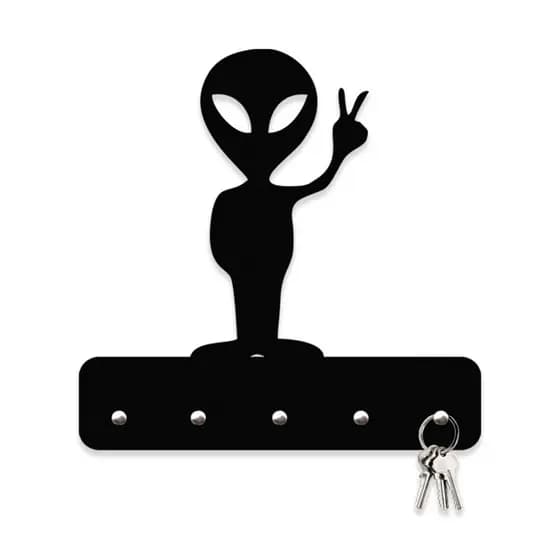 Porta Chaves Alien em Mdf Vazado de 3mm Preto Fosco