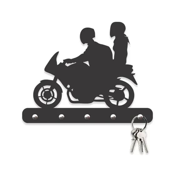 Porta Chaves Motocicleta em Mdf Vazado de 3mm Preto Fosco