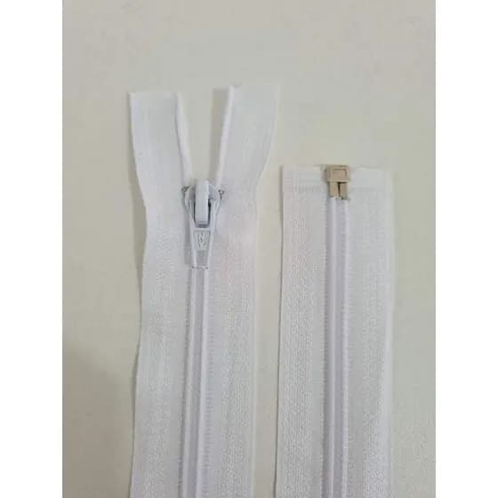 Kit 10 Zíperes Nylon Destacável 70cm Branco NYBC Jaleco Jaqueta Moletom Casaco costura confecção