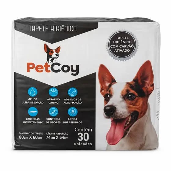 Tapete Higiênico Pet Carvão Ativado 30 Unidades Descartavel Anti Cheiro