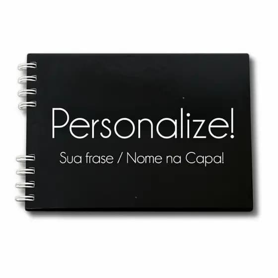 Scrapbook Álbum Para Fotos Capa Personalizada Folhas Pretas 180g PretoTamanho 15cmx21cm