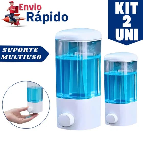 2 ou 1 Dispenser De Parede Porta Álcool em Gel Detergente Sabonete Líquido 500ml Parede com Ventosa