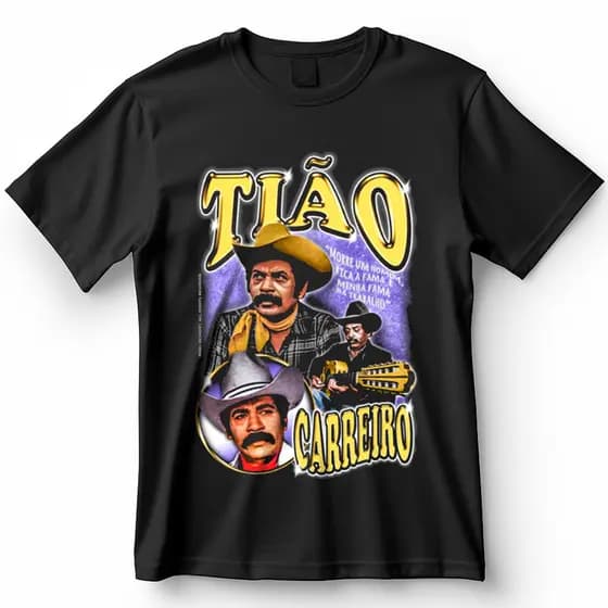 Camisa Tião Carreiro e Pardinho Sertanejo Blusa Camiseta de Cantores 100% Algodão