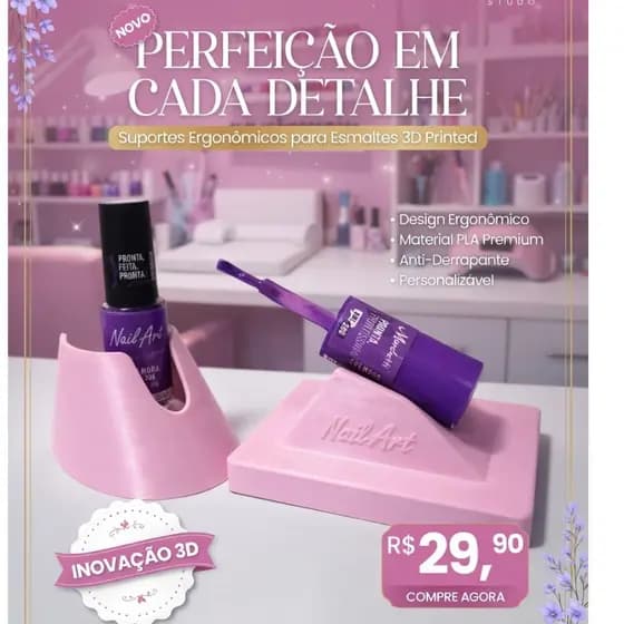 KIT Organizador Esmalte Inclinado Cone + Base NailArt Manicure | Organizador Manicure Prático