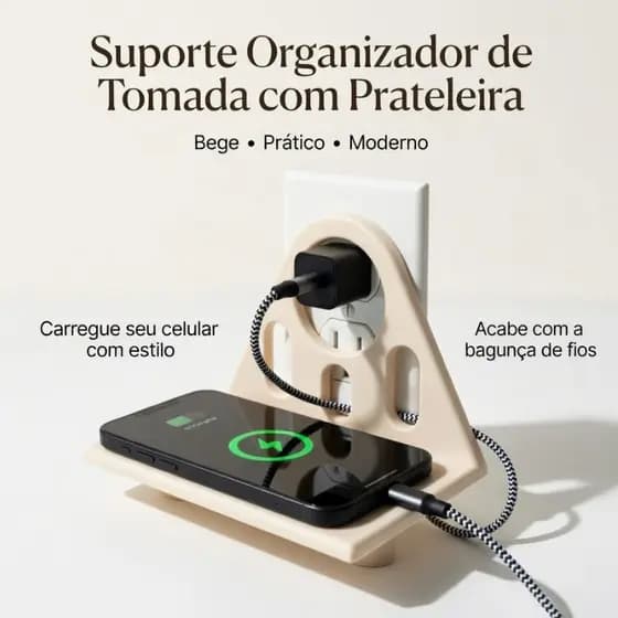 Suporte para Celular na Tomada – Prateleira para Carregamento