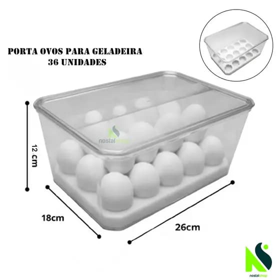 Porta Ovos 36 un Com Tampa Ou sem Tampa Organizador de Geladeira