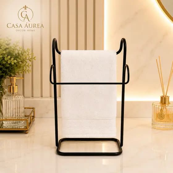 Porta Toalha Bancada - Suporte Toalha Inox - Organizador Bancada - Acessórios Banheiro -Porta Toalha Preto Fosco Cromado