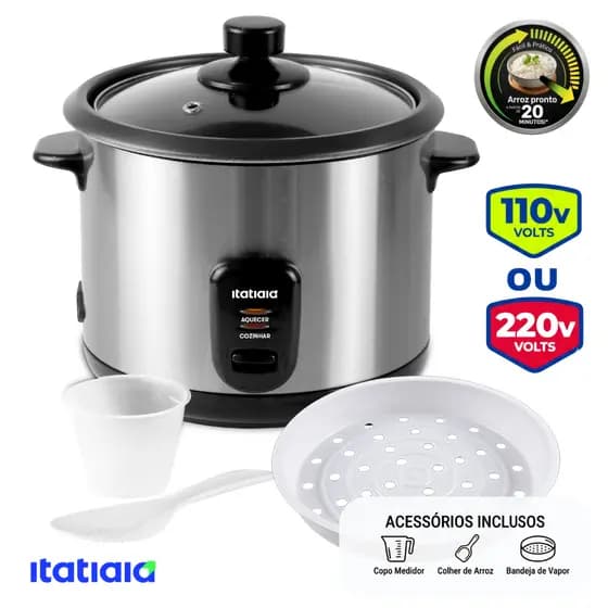 Panela de Arroz Elétrica Itatiaia Aço Inox 1,5L 110v ou 220v