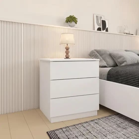 Mesa de Cabeceira 3 Gavetas Para Quarto e Cama de Casal Veronna Confortse