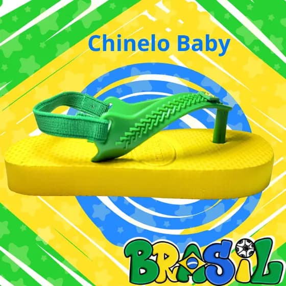 Chinelo Baby Bebê Com Elástico Confortável Antiderrapante Brasil Bandeirinha