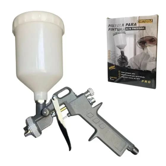 Pistola de Pintura 600ml Alta Pressão Gravidade 1,5mm com 3 Bicos 1,2 1,5 1,8mm 30-50 PSI NPT Profissional