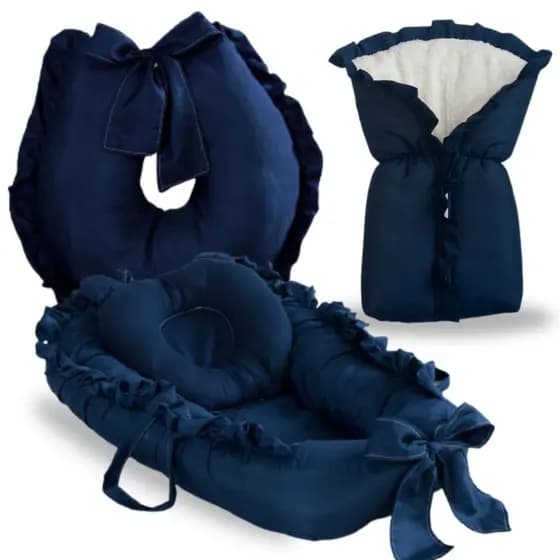 Ninho Redutor de Berço Bebe Almofada Amamentação Saco de Dormir Kit Enxoval Menina Menino Rosa Azul