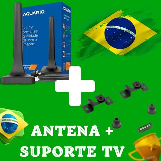 Kit Copa do Mundo Antena Digital Interna SINAL HD 4K + Suporte TV 100KG ATÉ 80 POL