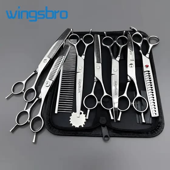 Wingsbro 7 Polegada conjunto de tesouras para cuidados com animais de estimação, conjunto de tesouras para cães, tesoura