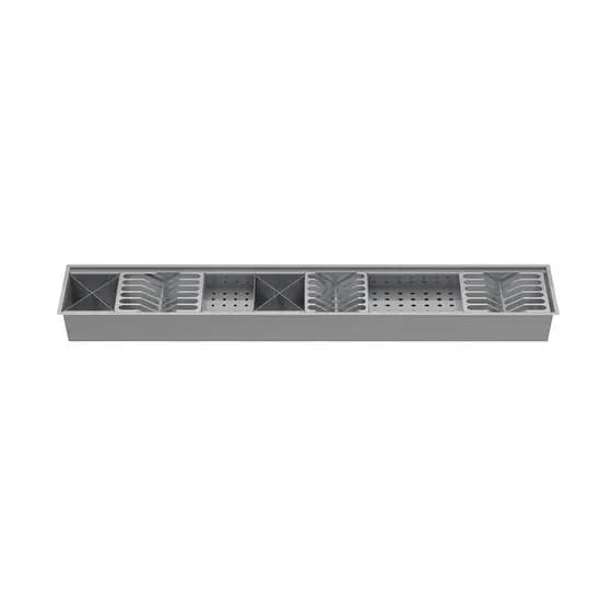 Canal organizador 125x12 para cozinha produzido em aço inox com acessórios - UAC0008-N