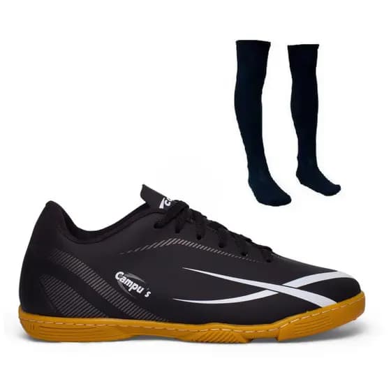 Kit Chuteira de Futsal Indoor com Meião Sola Costurada e Confortável
