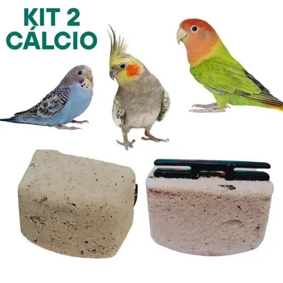 Kit 2 Pedras Cálcio Suplemento Nutricional Estresse Calopsitas Agapornis Periquitos Gaiolas Viveiro