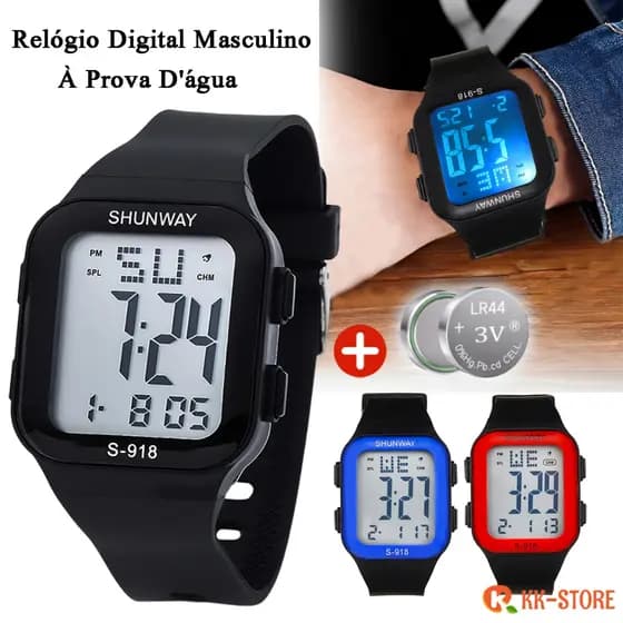 Relógio Masculino Digital De Pulso Moda À Prova D 'Água Eletrônico Esportivo Multifuncional