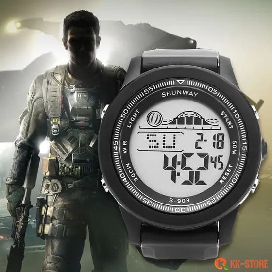Relógios Masculinos Digital Prova Água Silicone De Luxo Com Led Esportivas Cronômetro