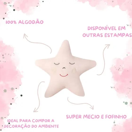 Almofada Decorativa Estrela 100% Algodão