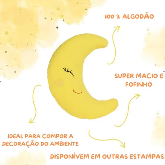 Almofada Decorativa Enfeite Infantil 100% Algodão - Lua