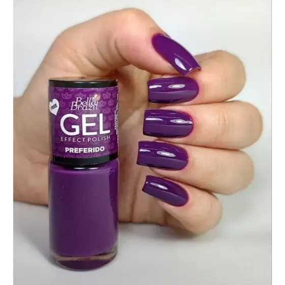 Kit Esmalte Unhas Efeito gel Seca sem Cabine Tons roxo lilás e rosa Bella Brazil