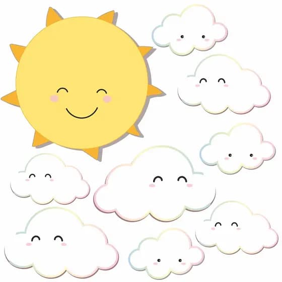 Adesivo Parede Infantil Sol Nuvens Solzinho Nuvem Céu C43