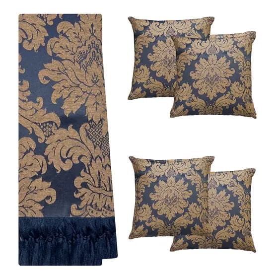 Kit Manta Xale Protetora Para Decoração Sofá e Cama com 4 Almofadas Cheias