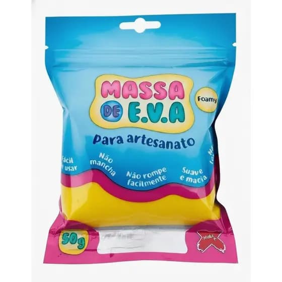 Massa De EVA Make Amarelo 50g Modelar Atóxica Macia Artesanato Escolar Não Gruda
