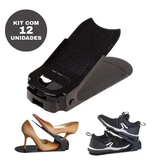 Kit 12 Organizadores de Sapatos, Tênis e Saltos Ajustável 3 Alturas, Suporte Econômico e Resistente