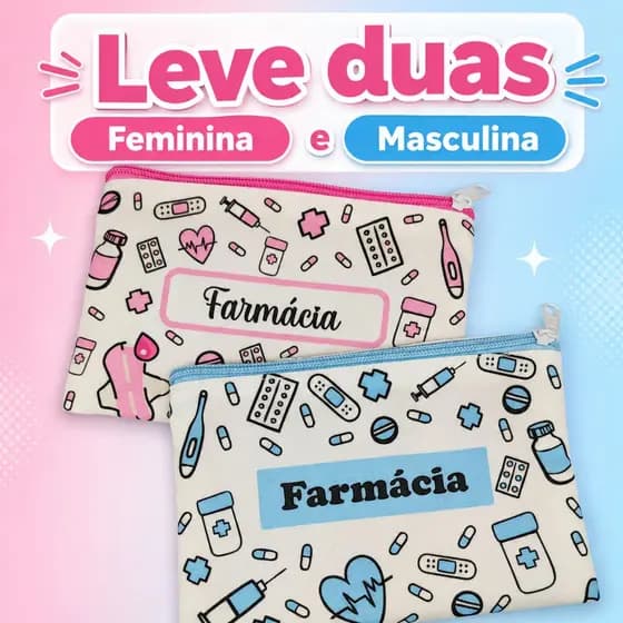Kit com duas farmacinhas Feminina e Masculina - Porta remédios e medicamentos.