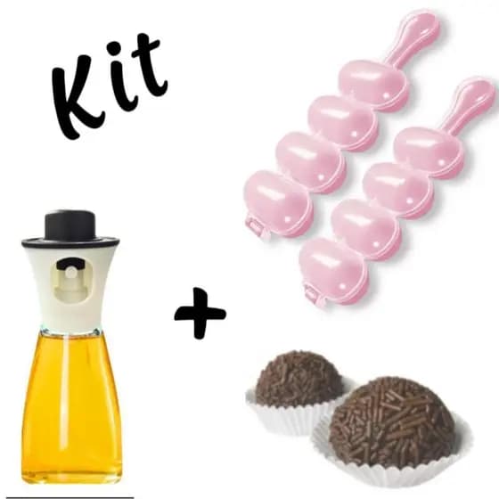 kit 2 Forma Boleador Enrolador de Doce Beijinho Sushi Brigadeiro + Frasco Spray Azeite