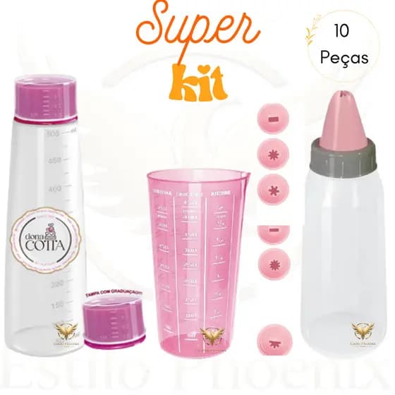 Kit Confeiteiro Regador De Massas , Decorador De Bolo 8 Bicos , Copo Dosador
