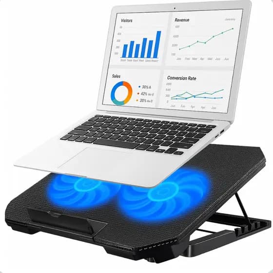 Suporte Para Notebook Com 2 Coolers Ventoinhas Fans Potentes Base Refrigerada Laptop