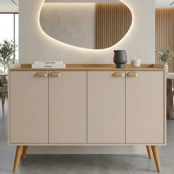APARADOR BUFFET RETRÔ 4 PORTAS – MODELOS KIEV E DALLAS | ELEGÂNCIA E FUNCIONALIDADE PARA SUA SALA