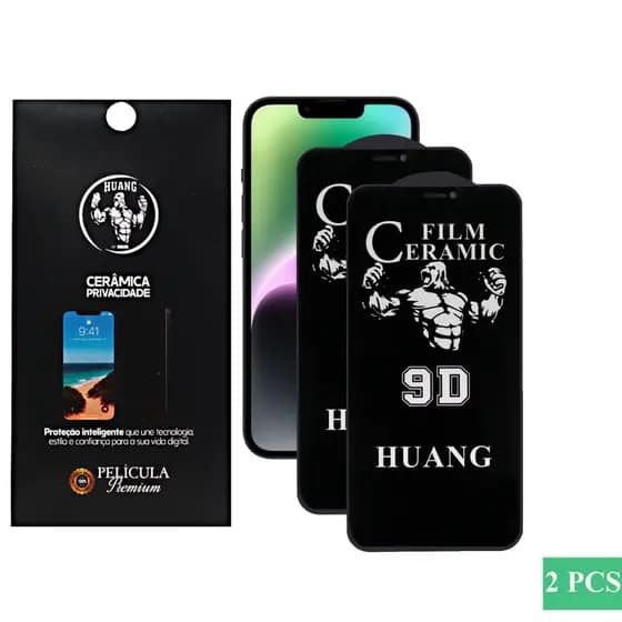 Kit 2 Películas Cerâmica Privacidade iPhone Huang Premium