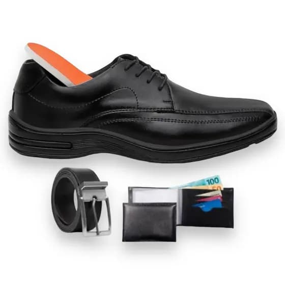 Sapato Confort Casual Masculino Premium Com Cinto Dupla Face E Carteira