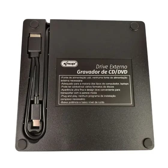 Gravador e Leitor de CD e Dvd 2 Plug Tipo c e Usb 3.0 para Notebook Pc 5 Gbps Usb Plug Play