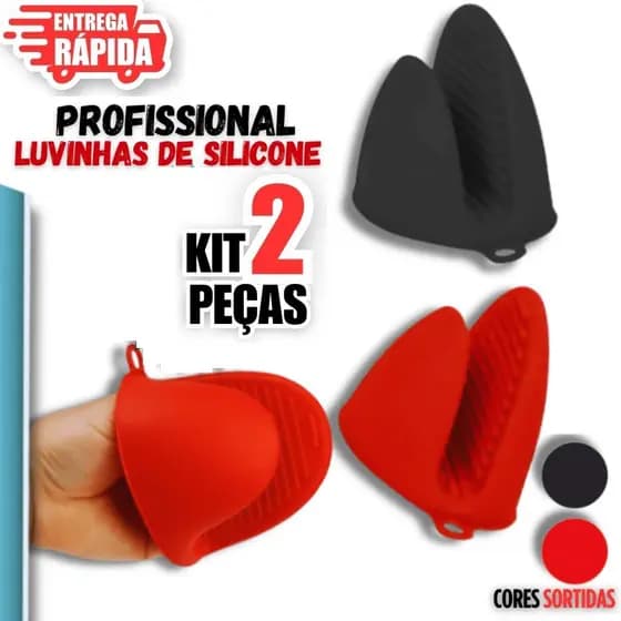 2 Unidades Luvas Térmica de Silicone Pega Panela Bico de Pato Resistência até 230°C Cozinha Forno