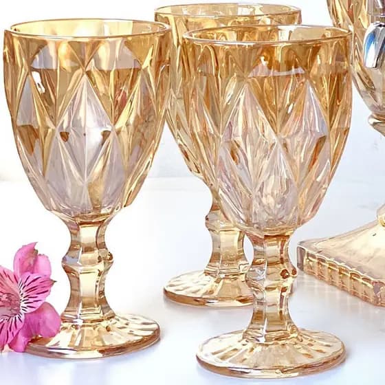 Conjunto Jogos de Taças de Vidro Âmbar LYOR Diamond 325 ML 6 peças