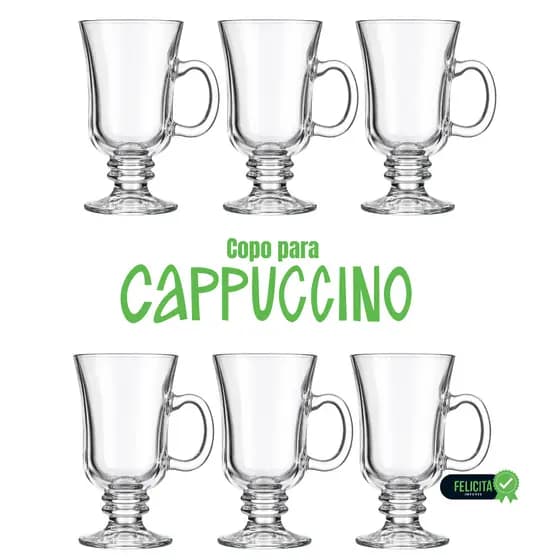 Jogo 3 e 6 Peças Canecas Capuccino Nespresso Em Vidro Coffee 230ml