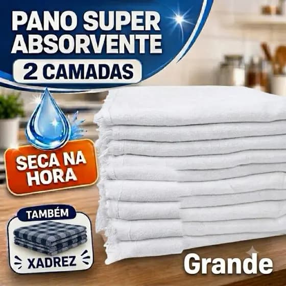 Panos de Chão Branco Grosso, Alta Absorção, Resistente, Grande e 100% Algodão (Kit com 5 ou 10)