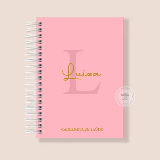 CADERNETA DE SAÚDE VACINAÇÃO CLÁSSICA CLEAN MENINA ROSA CAPA DURA PERSONALIZADA COM NOME DO BEBE MINIMALISTA