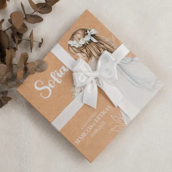 Caixa MDF Convite Daminha Casamento Caixa Completa