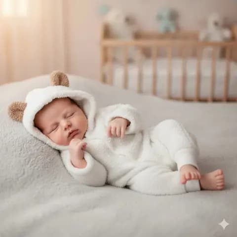 Macacão de Bebê Quentinho Sherpa Capuz com Orelhinha Ursinho