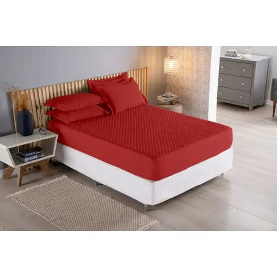 Kit Com 3 Peças Protetor De Colchão + 2 Portas Travesseiros Cama Casal Queen Matelado