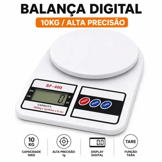 Balança Digital Cozinha 10Kg Precisão Balança de Alimentos Cozinha pilhas inclusas