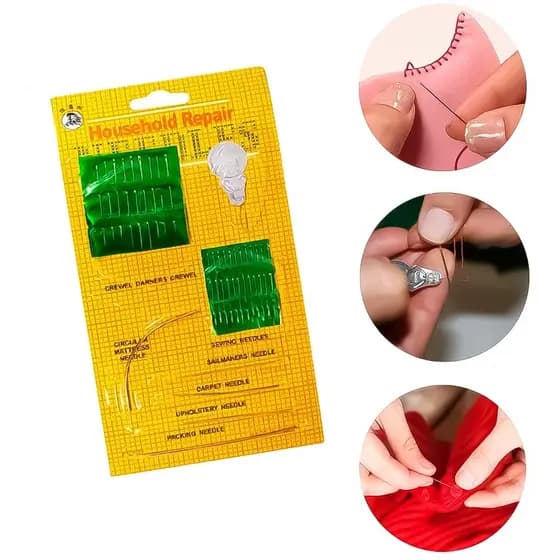 Kit De Agulhas Mãos Agulheiro Passador Linha Costura Bordado 26 Peças Reparo Artesanato Roupas