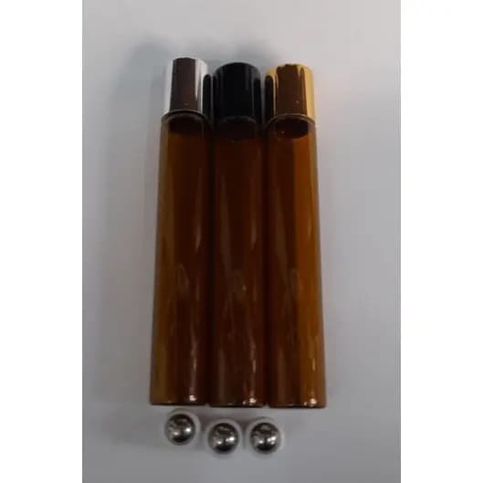 kit 10 vidro rollon10ml com tampasprata ouro e preta